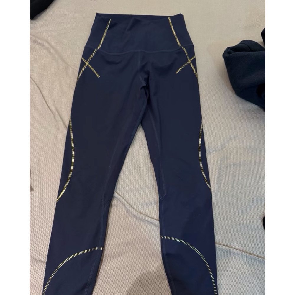 Navy Leggings with Yellow Accents